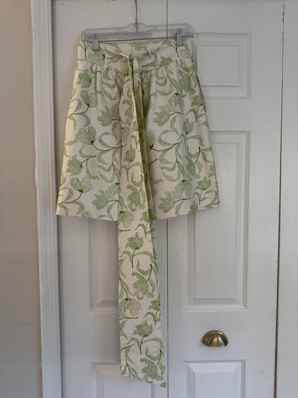 Elizabeth McKay Silk Green Floral Tie-Waist Skirt